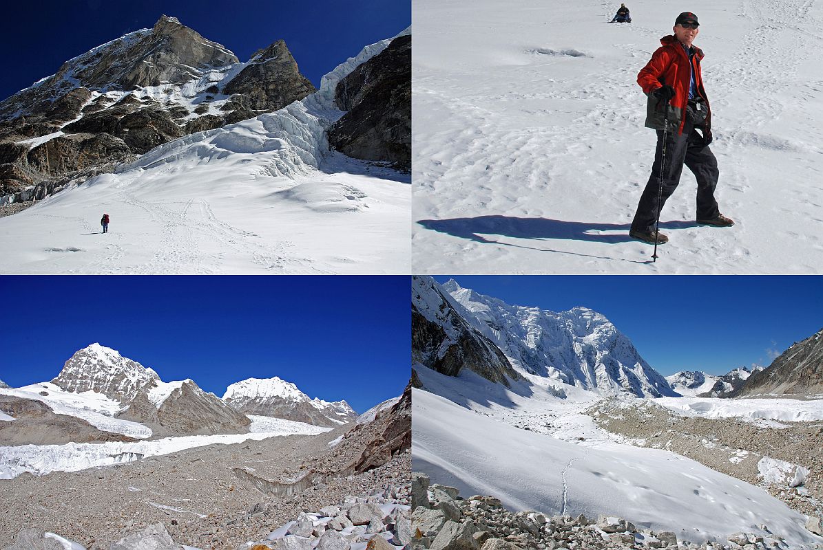 Rolwaling 07 07 Approaching Bottom Of Climb To Tashi Lapcha Pass, Jerome Ryan, Takargo Above Drolambau Glacier, Looking Back At Our Path And Bigphera Go Shar